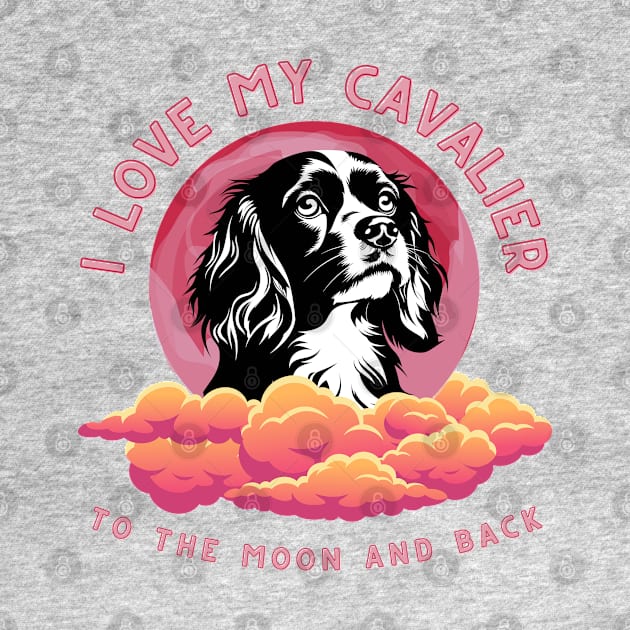 I Love My Cavalier to the Moon and Back - Pink Moon Silhouette by Cavalier Gifts